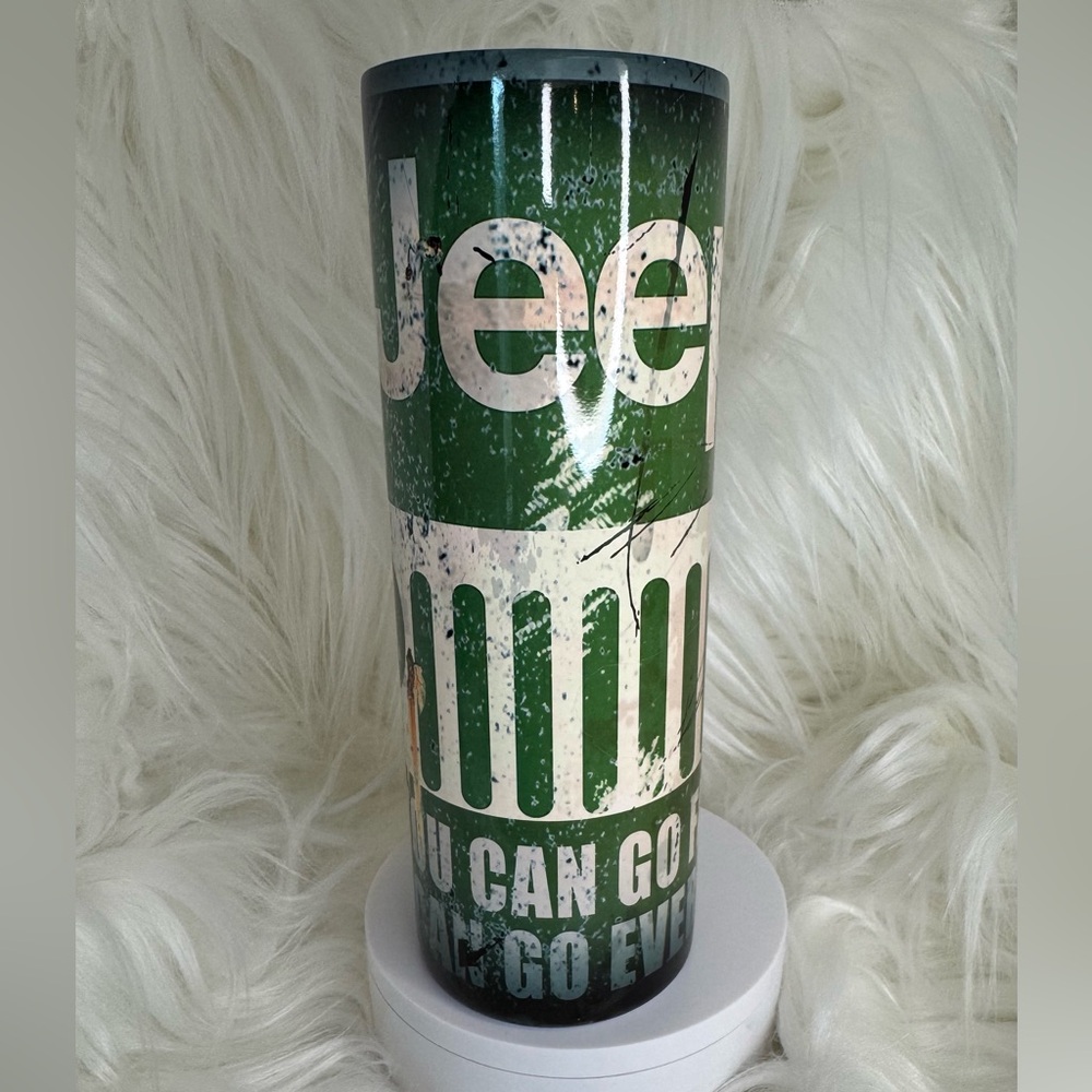 20 oz. Jeep Green and White Travel Tumbler